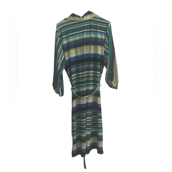 Shelby & Palmer Green/Blue/Lime/White Stripped Midi Dress w/ belt-size 14 - Picture 3 of 7
